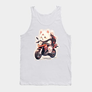 Cartoon Dog Rides Motorcycle to Fun Tank Top